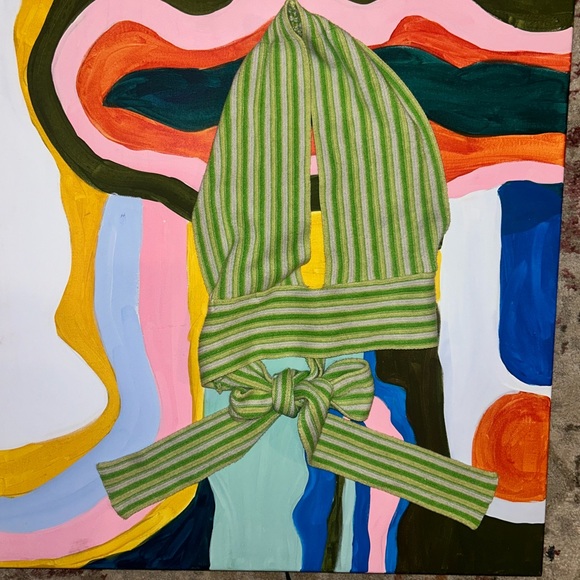 O. Vianca Green Soft Wrap Knit Top - Picture 2 of 6